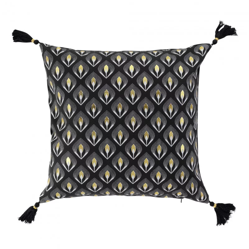 HOUSSE DE COUSSIN NOIREOR POMPONS 40x40C