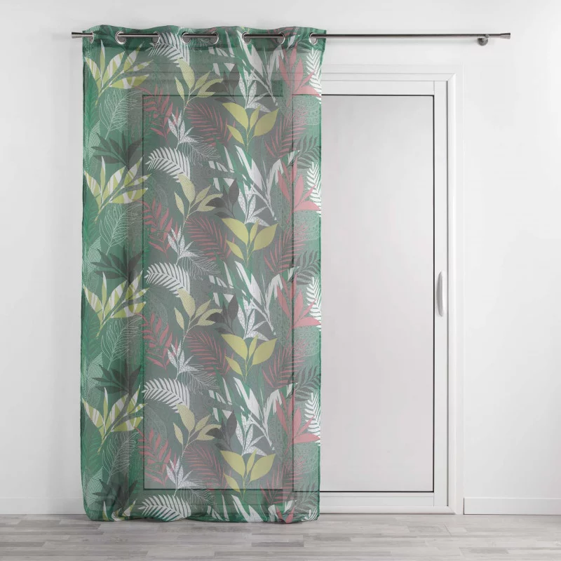 VOILE KAKI AVEC VÉGÉTAUX IMPRIMÉS ASSANA 140x240cm