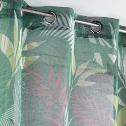 VOILE KAKI AVEC VÉGÉTAUX IMPRIMÉS ASSANA 140x240cm