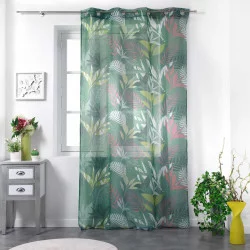 VOILE KAKI AVEC VÉGÉTAUX IMPRIMÉS ASSANA 140x240cm