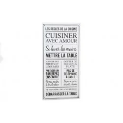 PLAQUE METAL REGLES DE LA CUISINE 30x60cm