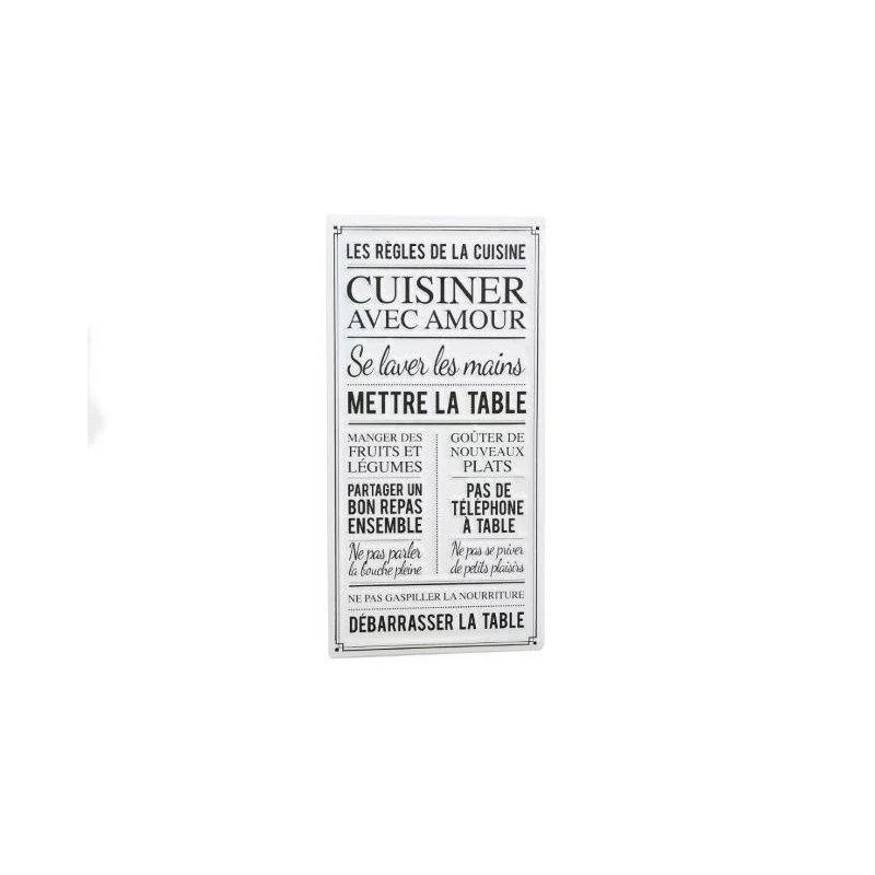 PLAQUE METAL REGLES DE LA CUISINE 30x60cm