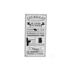 PLAQUE EN MÉTAL RÈGLES DE LA SALLE DE BAIN 30x60cm