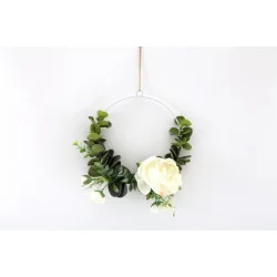 COURONNE DE FLEURS BLANCHES 20x20cm