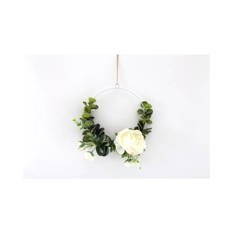 COURONNE DE FLEURS BLANCHES 20x20cm