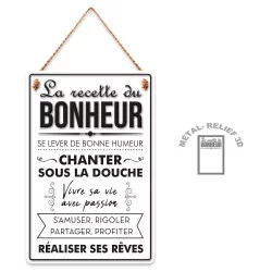 PLAQUE METAL RECETTE DU BONHEUR