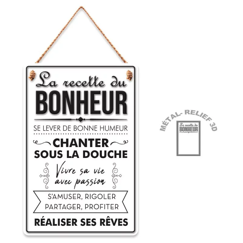 PLAQUE METAL RECETTE DU BONHEUR PLAQUE METAL RECETTE DU BONHEUR