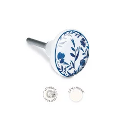 BOUTON DE MEUBLE FLEURS BLEUES