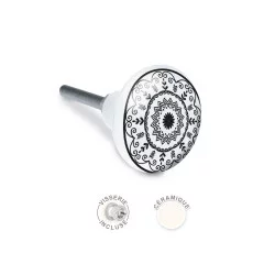 BOUTON DE MEUBLE MANDALA BLANC N