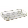 PLATEAU FEUILLES OR VERRE ET METAL DORE