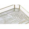 PLATEAU FEUILLES OR VERRE ET METAL DORE