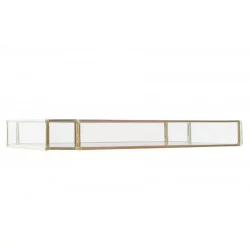 PLATEAU FEUILLES OR VERRE ET METAL DORE