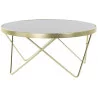 TABLE BASSE PIEDS DORES CROISES VERRE 82