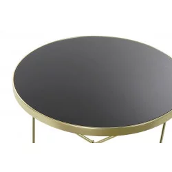 TABLE BASSE PIEDS DORES CROISES VERRE 82