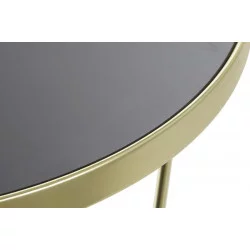 TABLE BASSE PIEDS DORES CROISES VERRE 82