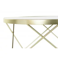 TABLE BASSE PIEDS DORES CROISES VERRE 82