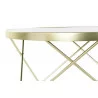 TABLE BASSE PIEDS DORES CROISES VERRE 82