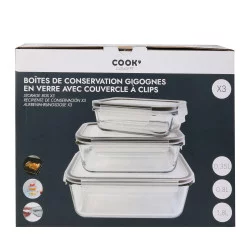 PLAT EN VERRE FOUR AVEC COUV HERMETIQUE