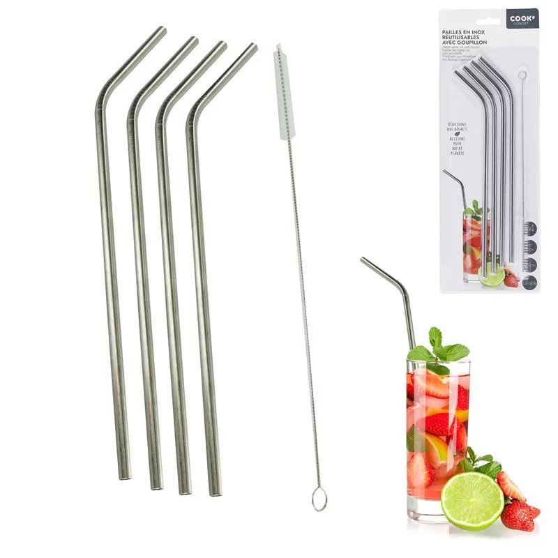 PAILLE EN INOX X4 AVEC GOUPILLON