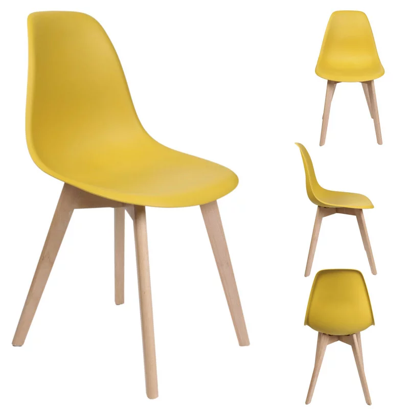CHAISE SCANDINAVE COQUE MOUTARDE