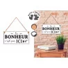 PLAQUE BOIS LE BONHEUR 20X10CMS