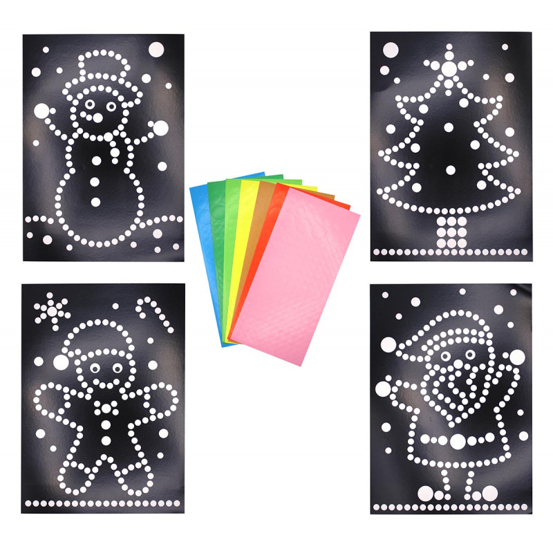 FEUILLE CARTONNEE A4 NOEL X 4PCS ET PLAN