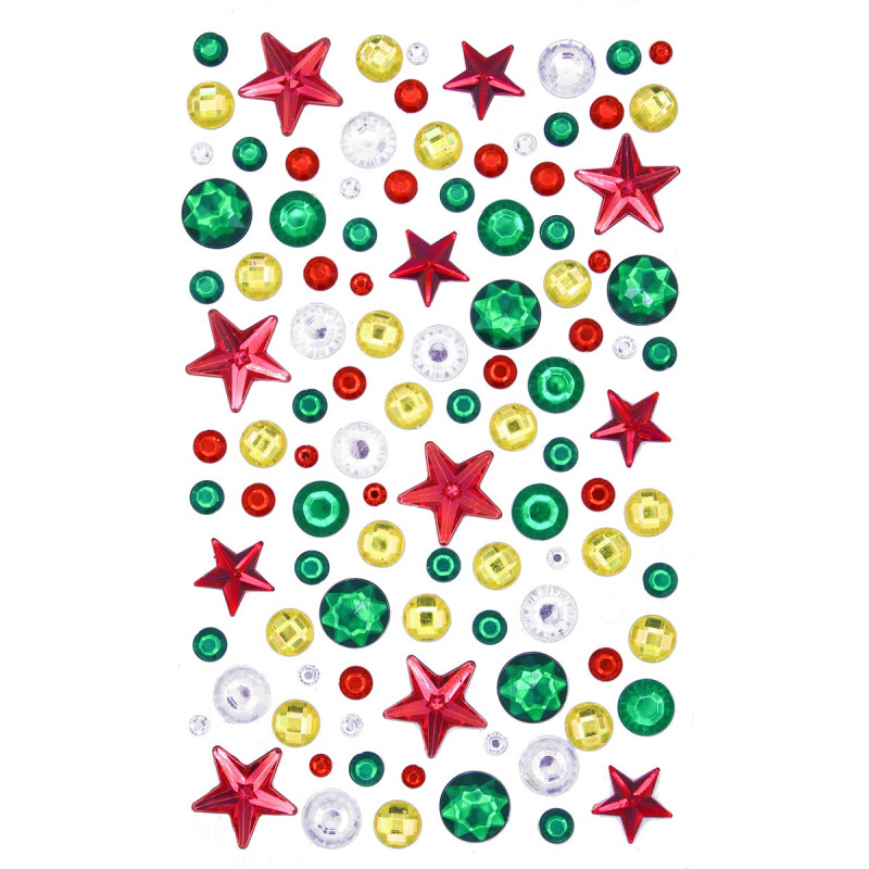 STICKERS STRASS ETOILES, COULEURS DE NOE