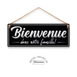 PLAQUE METAL BIENVENUE...FAMILL