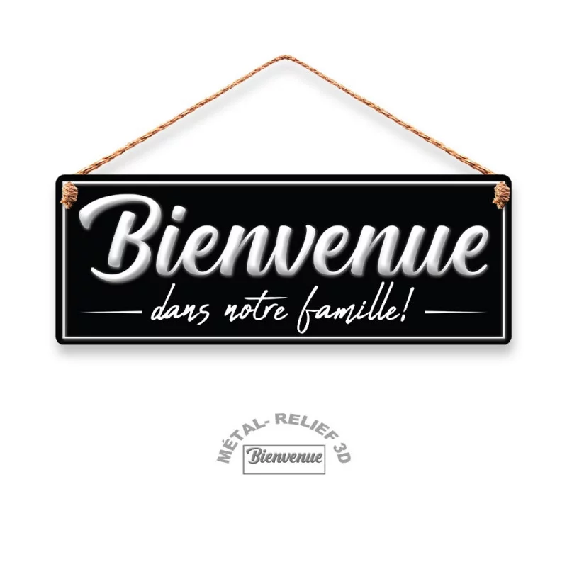 PLAQUE METAL BIENVENUE...FAMILL