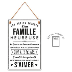 PLAQUE METAL FAMILLE HEUREUSE"