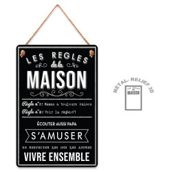 PLAQUE METAL"REGLES DE LA MAISON