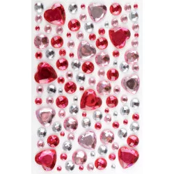 STICKERS STRASS COEUR ROSE 0,5 A 2 CM X