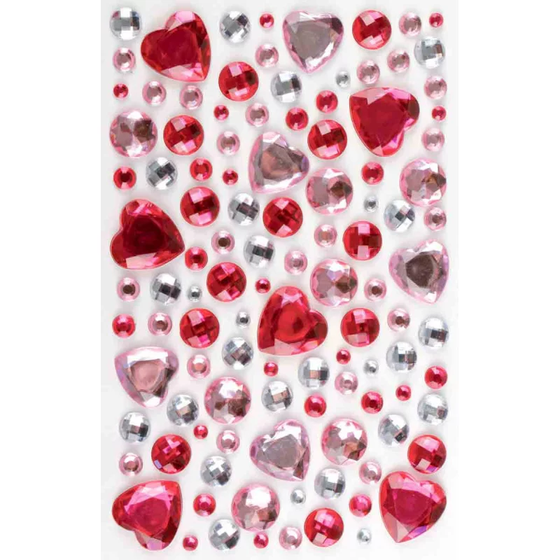 STICKERS STRASS COEUR ROSE 0,5 A 2 CM X