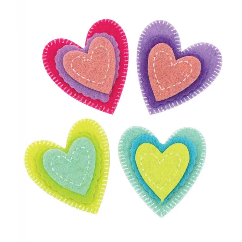 STICKERS COEURS FEUTRINE 4,5 CM X 10 PCS