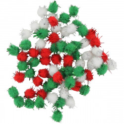 POMPON GLITTER, ROUGE, VERT ET BLANC DIA