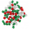 POMPON GLITTER, ROUGE, VERT ET BLANC DIA