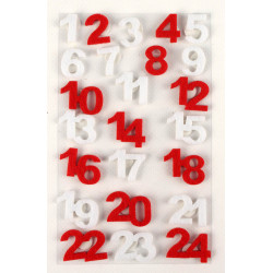 STICKERS CHIFFRES FEUTRINE ROUGE, BLANC