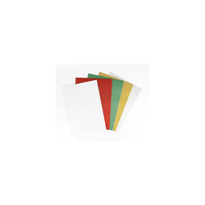 CARTES FORTES A4 PAILLETEES ROUGE, VERT,