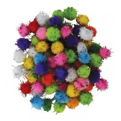 MINI POMPONS NOEL GLITTER VERT, ROUGE, O
