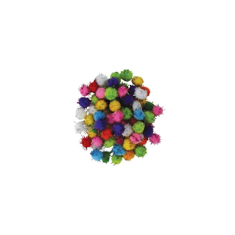 MINI POMPONS NOEL GLITTER VERT, ROUGE, O