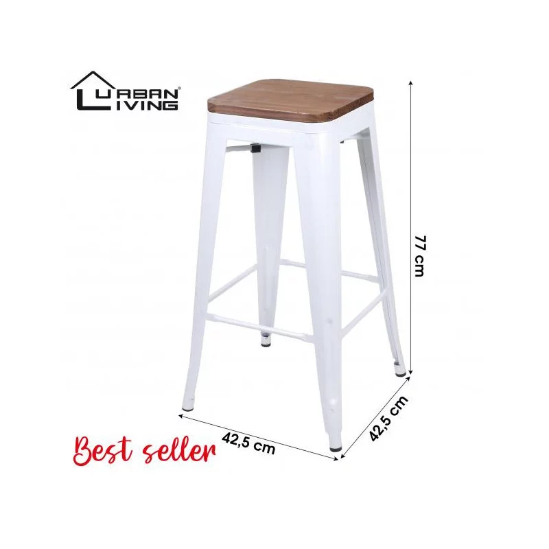 TABOURET DE BAR EN METAL BLANC MAT