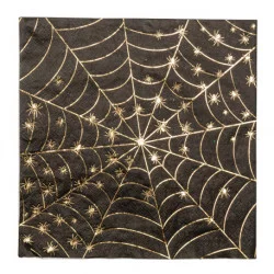 16 SERVIETTES TOILE D'ARAIGNEE NOIR ET