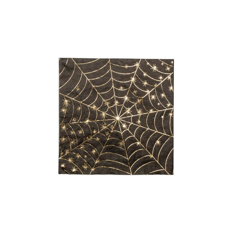 16 SERVIETTES TOILE D'ARAIGNEE NOIR ET