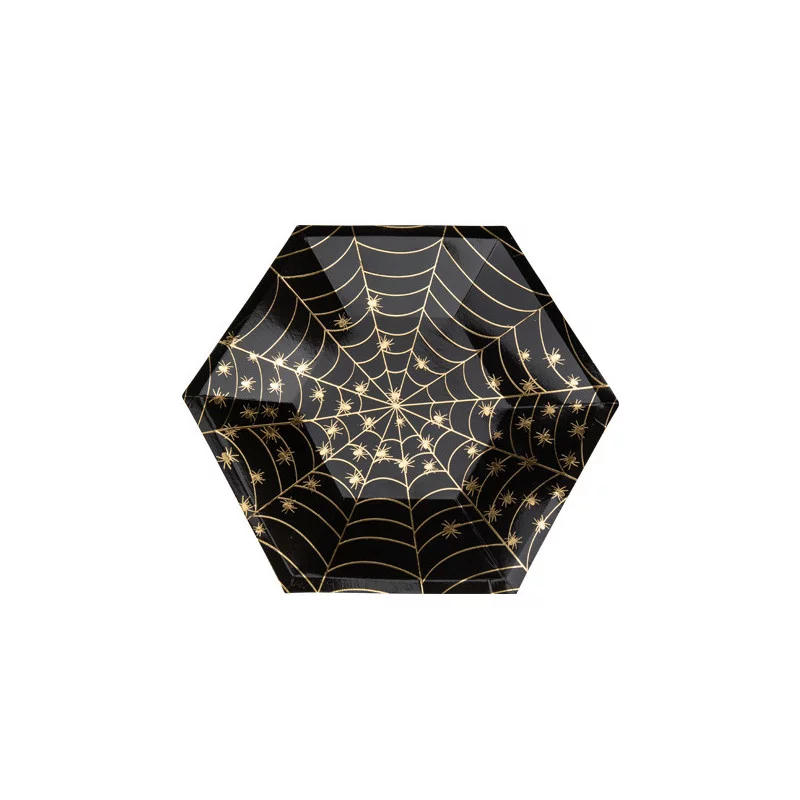 8 ASSIETTES TOILE D'ARAIGNEE NOIR ET D