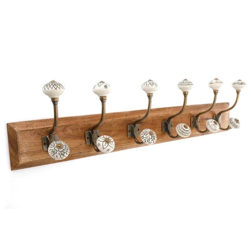PATERE 6 TETES BLANC/DORE 69CM