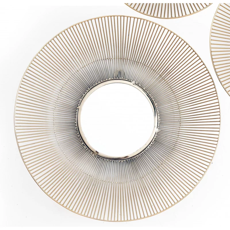 MIROIR METAL DORE ROND ROSACE FILAIRE MM