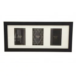 CADRE PHOTO TRIPLE NOIR ET OR 10X15cm