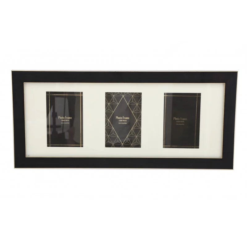 CADRE PHOTO TRIPLE NOIR & OR 10X15CM