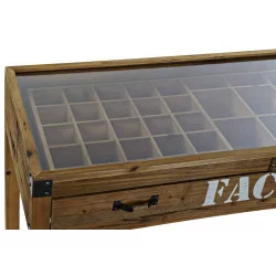 CONSOLE INDUSTRIELLE EN BOIS, MÉTAL ET VERRE "FACTORY" 120x47x82.5cm