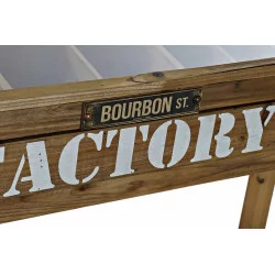 CONSOLE INDUSTRIELLE EN BOIS, MÉTAL ET VERRE "FACTORY" 120x47x82.5cm